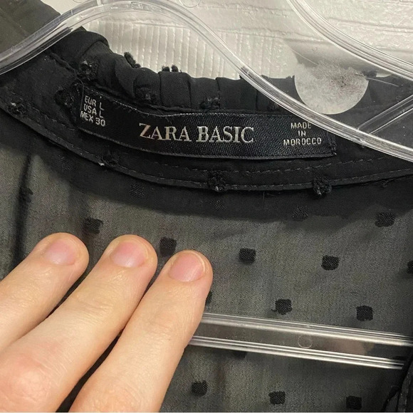 Zara Basic Knee Length Dress W/ Sheer/Mesh Fabric Detailing Size Large - Picture 4 of 6